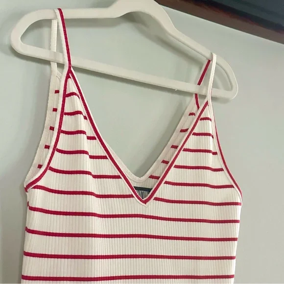 Reformation Red & White Striped Ribbed Tank Top | Size S - Picture 4 of 7